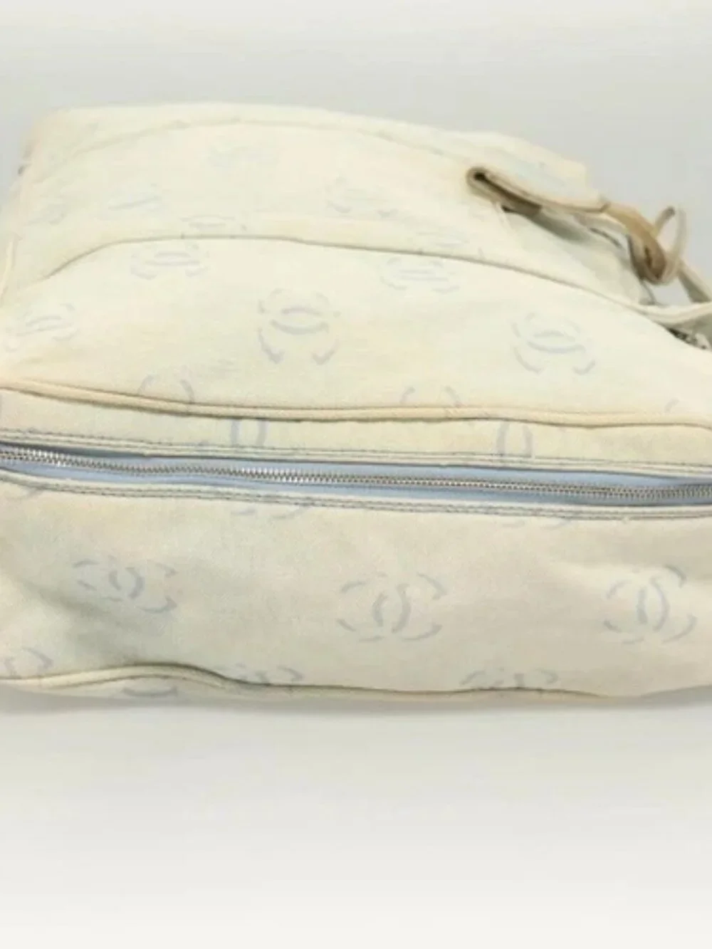 CHANEL Hand Bag Denim Light Blue Silver CC Auth 126457